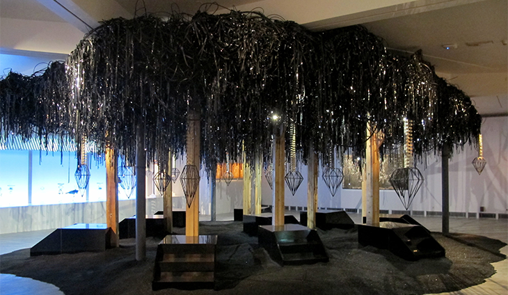 Palm decoration by Pascale Marthine Tayou at the Black Forest exhibition