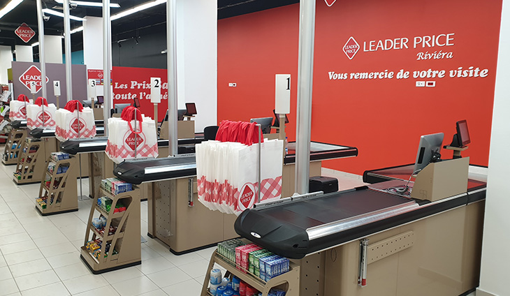 Cash register at the Leader Price hypermarket in Abidjan, Ivory Coast
