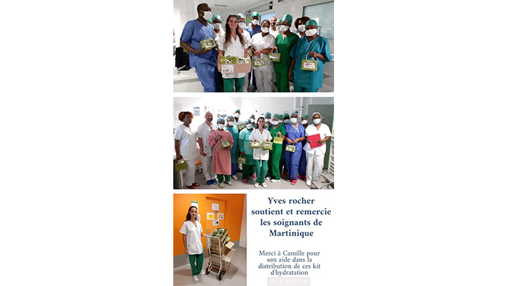Montage photo des employés d'Yves Rocher Martinique pour remercier les soignants
