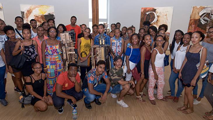 Group of students from the Internat de la Réussite at a Clément Foundation exhibition