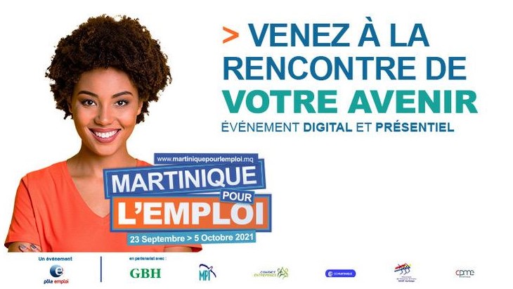 Affiche du salon de recrutement « Martinique pour l’Emploi » de GBH et Pôle Emploi