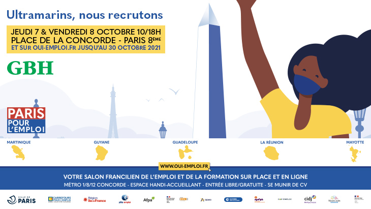 Affiche du salon de l'emploi des ultramarins de GBH
