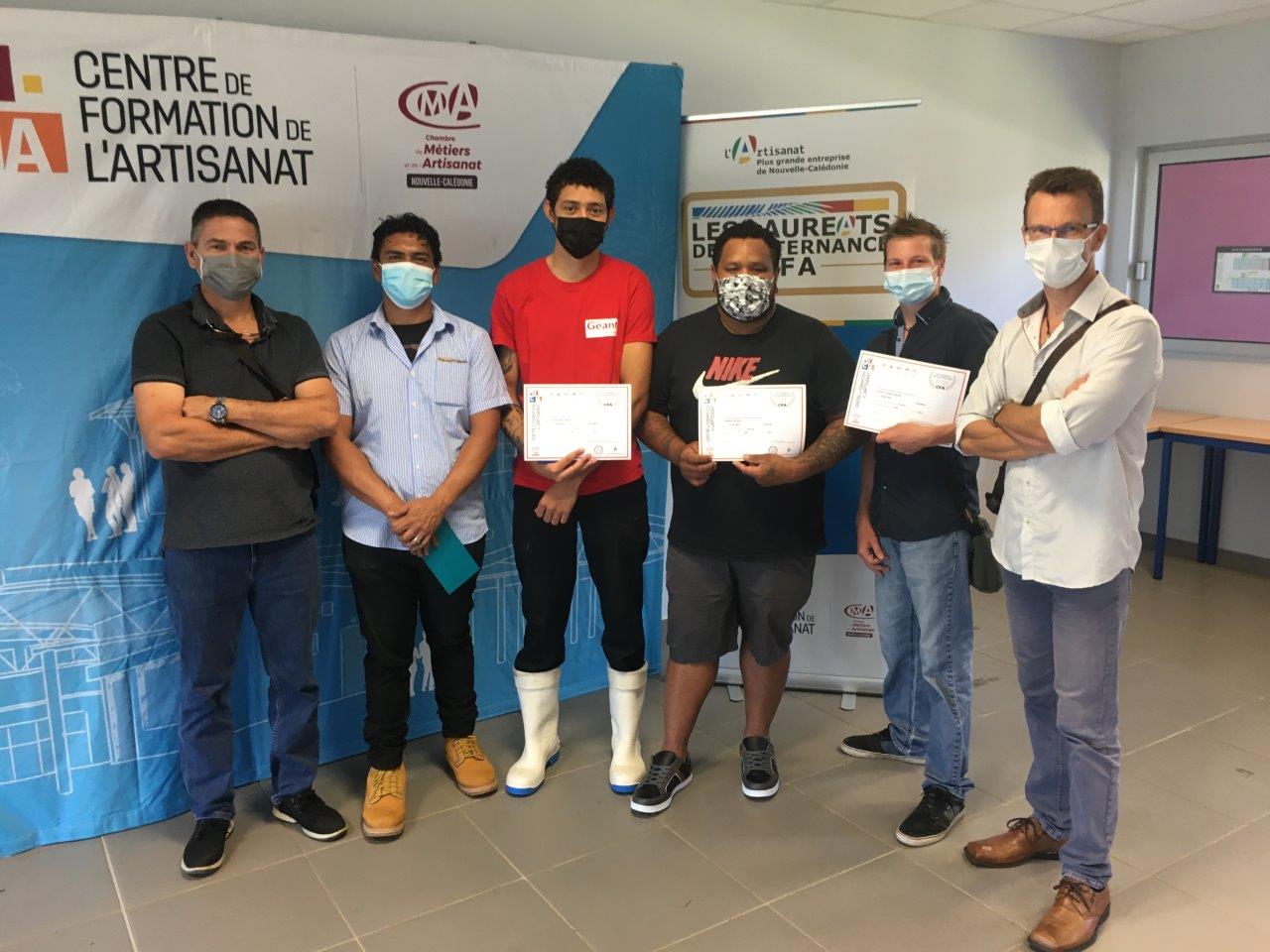 CAP butcher awards presented to four apprentices from Géant Dumbéa Mall and Géant Sainte-Marie hypermarkets