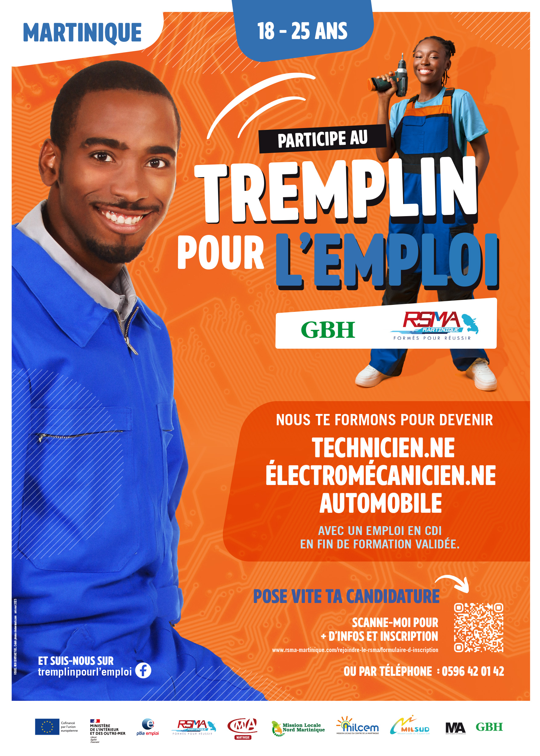 Affiche de promotion du dispositif Tremplin pour l’emploi en Martinique